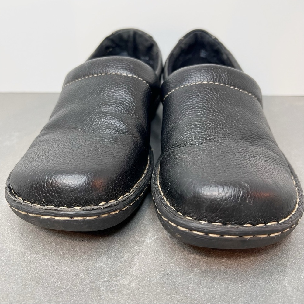 B.O.C. Bourne concepts, black leather slip on clogs women’s sz 6.5m